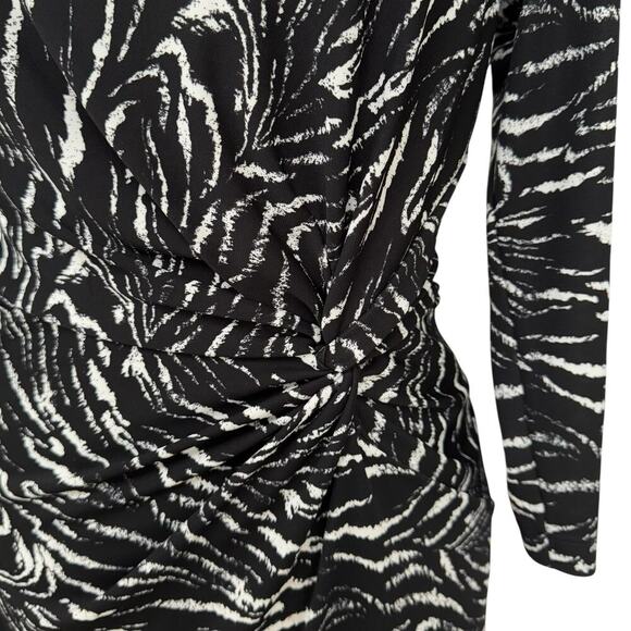 Kenneth Cole New York Zebra Print Ruched Front Sheath Dress, Size Med. - Picture 2 of 8